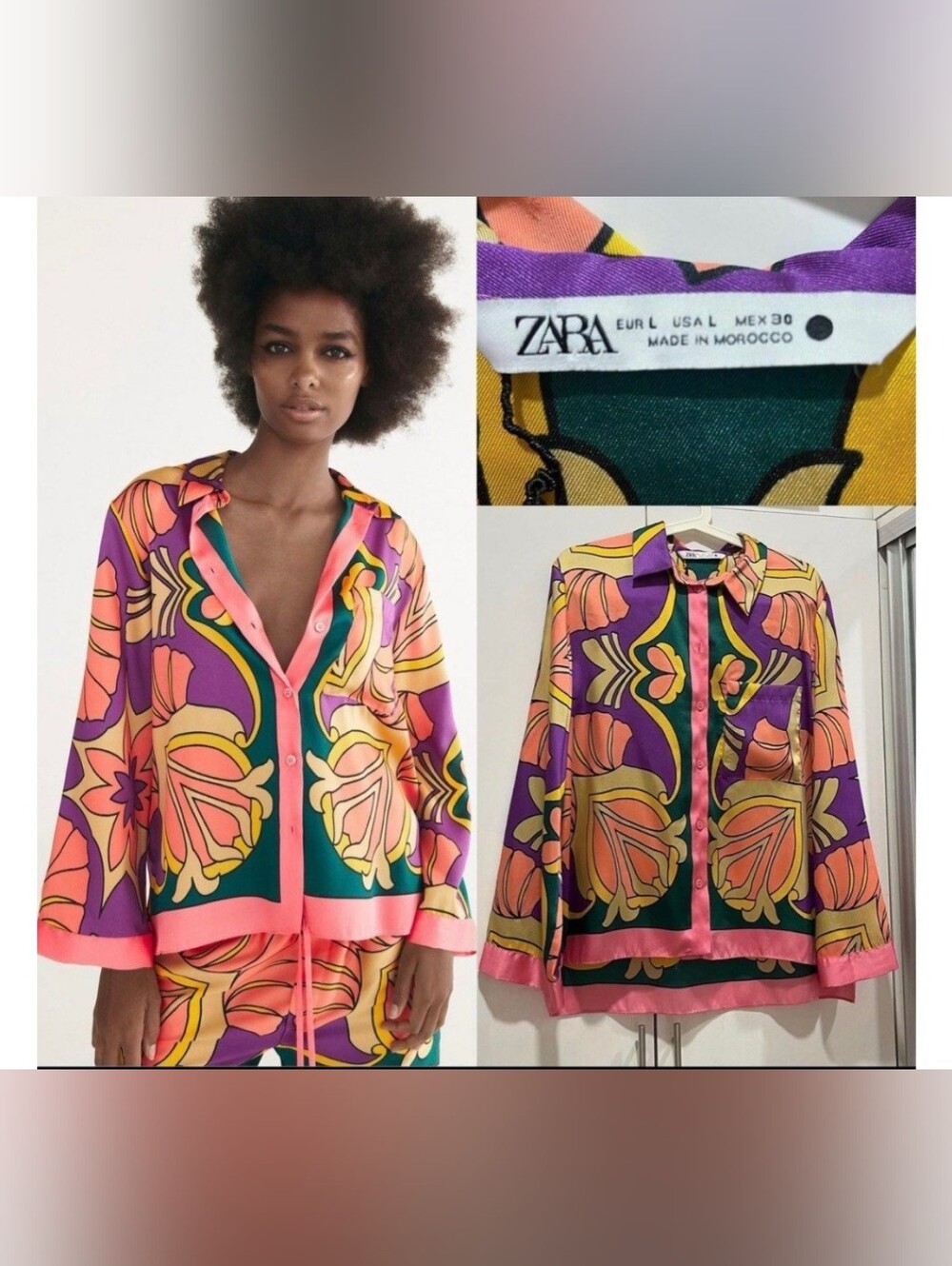 Zara Abstract Oversize Satin Shirt